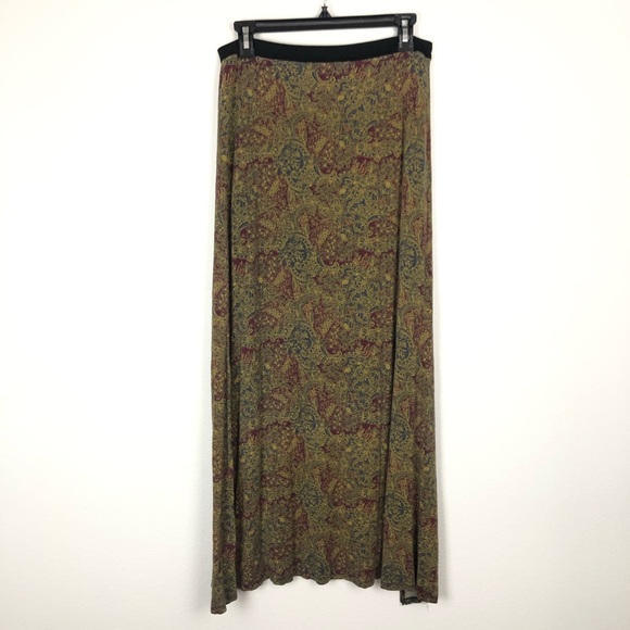 Free People Paisley Boho Maxi Skirt Side Slit S - Picture 2 of 9
